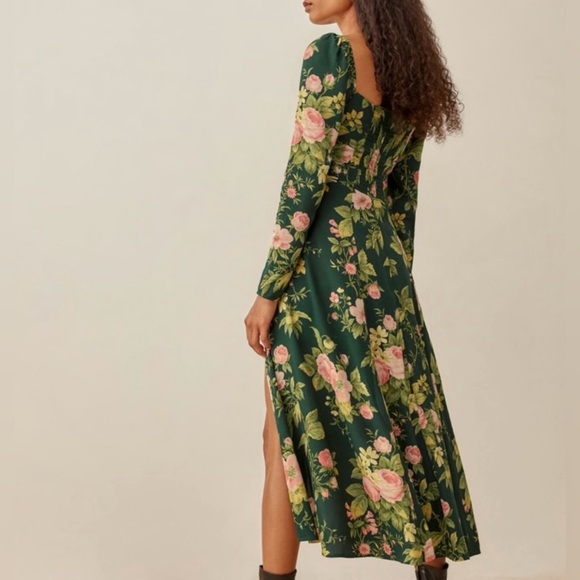 Reformation Sigmund Dress in Belvedere Green Floral - Picture 3 of 8